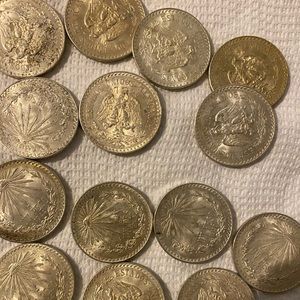 14 coins from México real 725 sterling silver